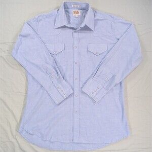 Ely Cattleman Shirt Mens 17 - 34 Blue Western Pearl Snap Button Up Cowboy Rodeo